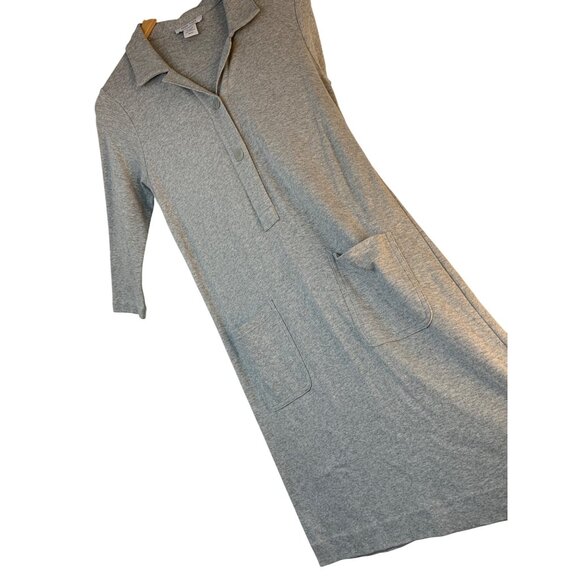 Joan Vass Gray 3/4 Sleeve Cotton Pullover Shirt Dress W/ Pockets MP 9028 EUC - Picture 4 of 7